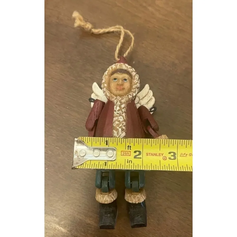 folk art Christmas angel wood look